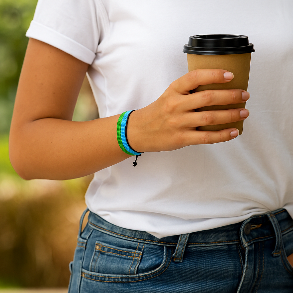 Djibouti Flag Bracelet: Handmade Adjustable Beaded Wristband