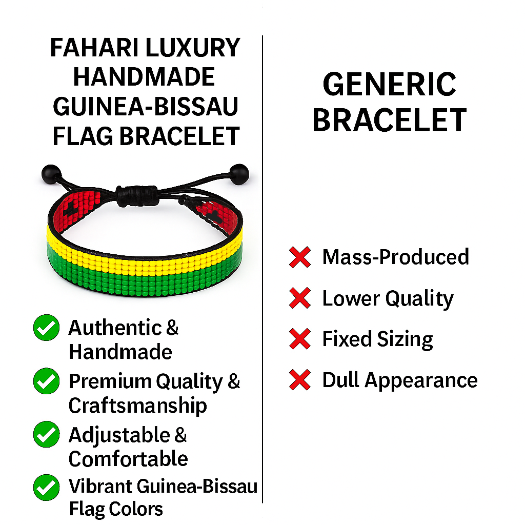 Guinea-Bissau Flag Bracelet:  Handmade Bracelet, Adjustable Beaded Wristband