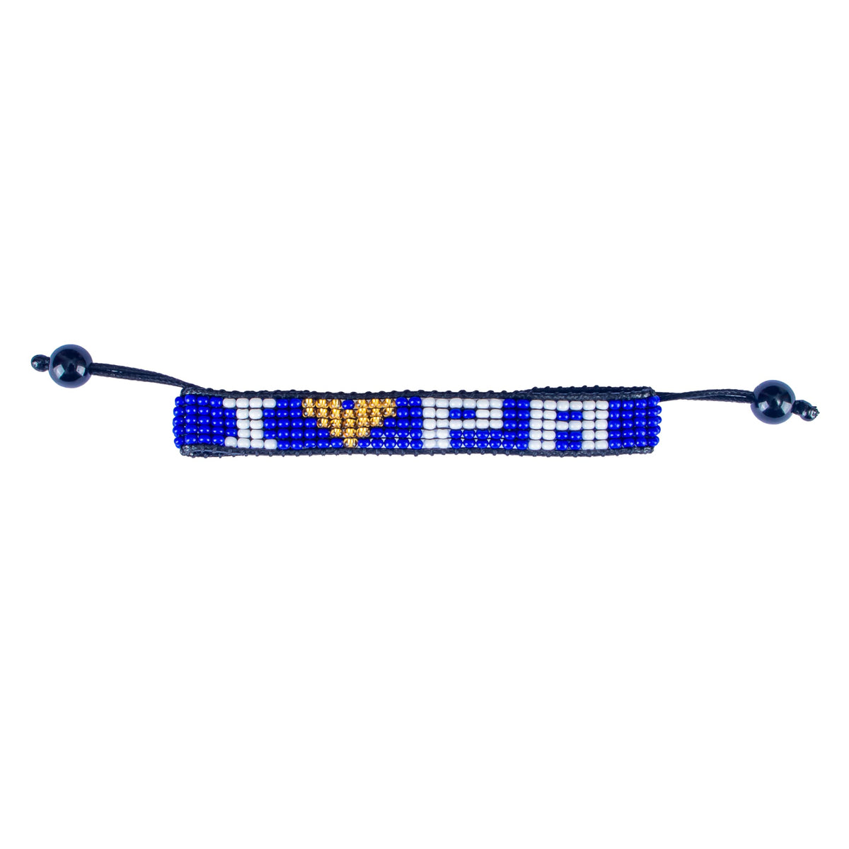 Beaded I Love PA Bracelet, Blue and Gold with Adjustable String