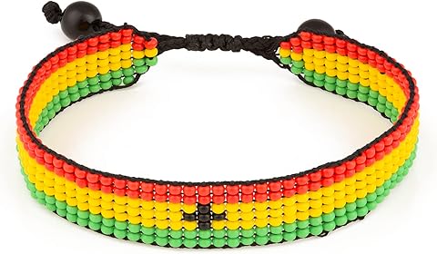 Ghana Flag Bracelet: Handmade Bracelet, Adjustable Beaded Wristband