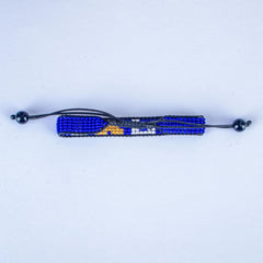 Beaded I Love PA Bracelet, Blue and Gold with Adjustable String