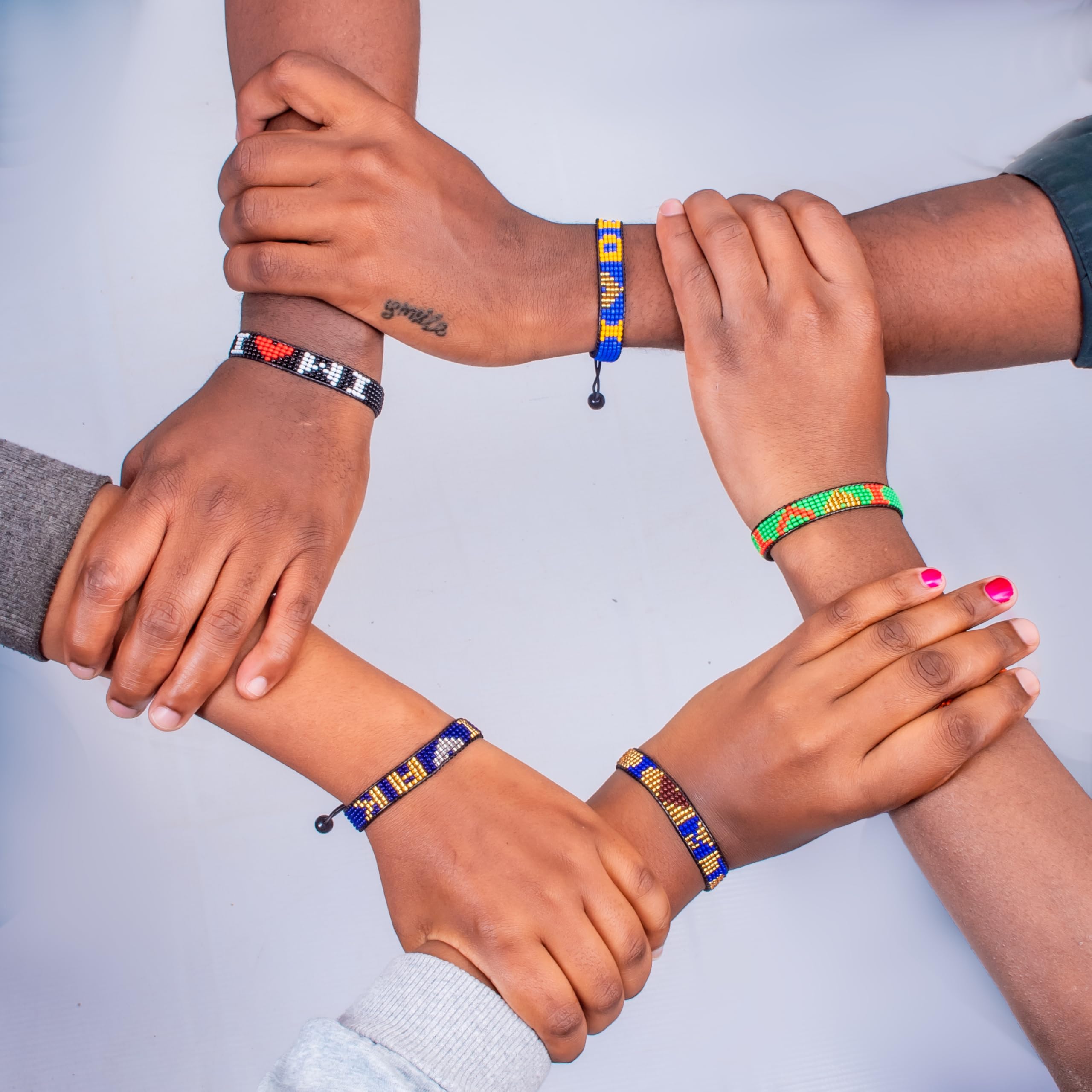 Beaded I Love PA Bracelet, Blue and Gold with Adjustable String