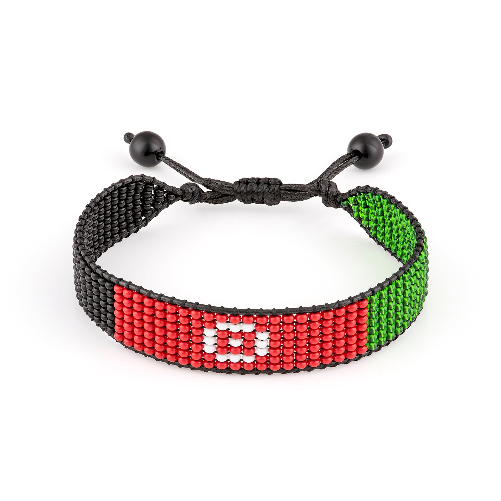 Afghanistan Flag Bracelet: Handmade Bracelet, Adjustable Beaded Boho-Style Rope Bracelet with Patriotic Design