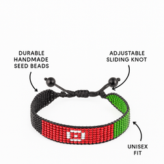 Afghanistan Flag Bracelet: Handmade, Adjustable Beaded Wristband