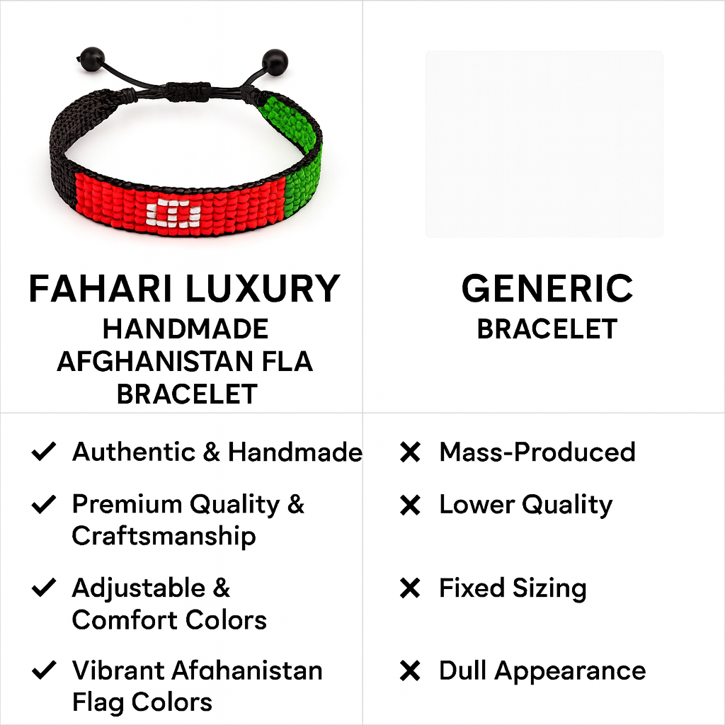 Afghanistan Flag Bracelet: Handmade, Adjustable Beaded Wristband