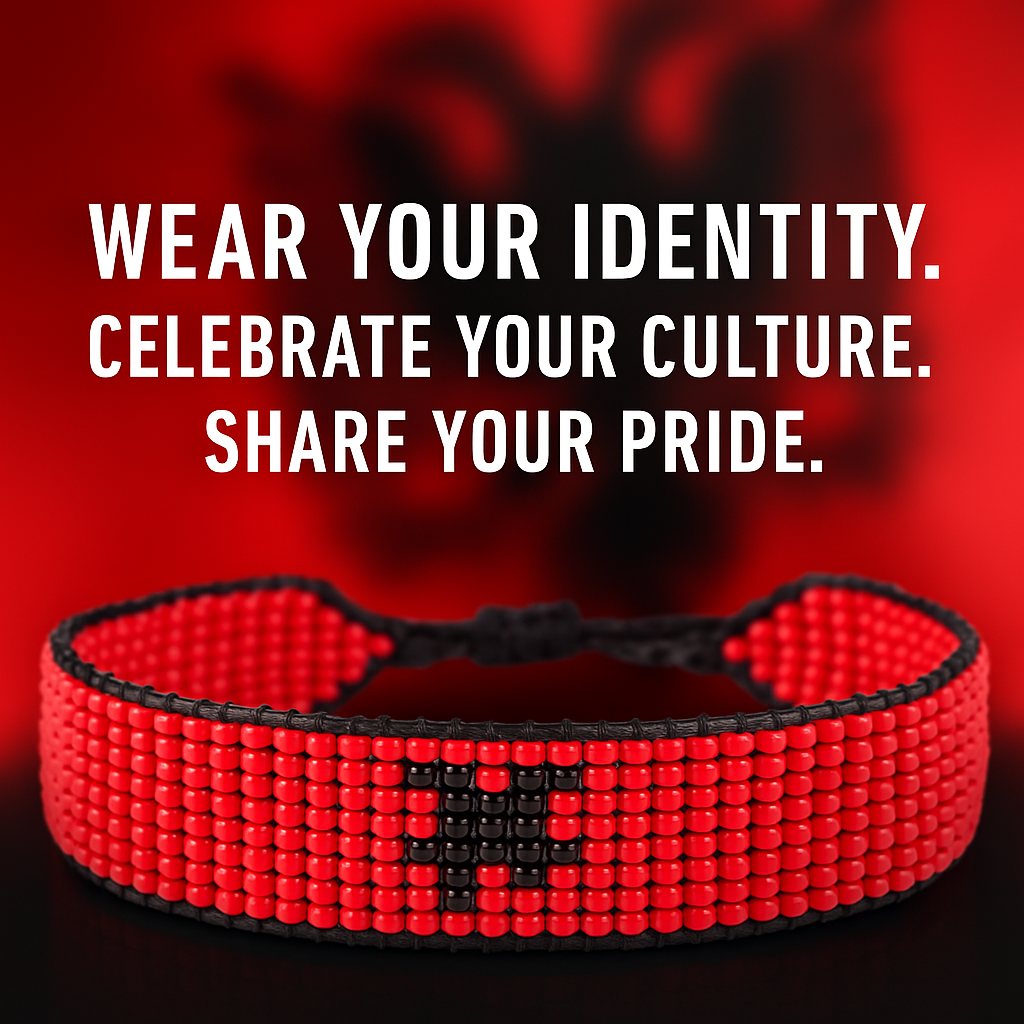 Albania Flag Bracelet: Handmade, Adjustable Beaded Wristband