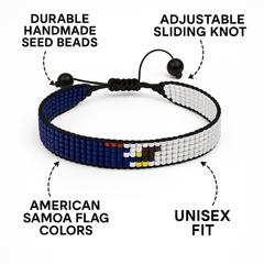 American Samoa Flag Bracelet: Handmade Adjustable Beaded Wristband