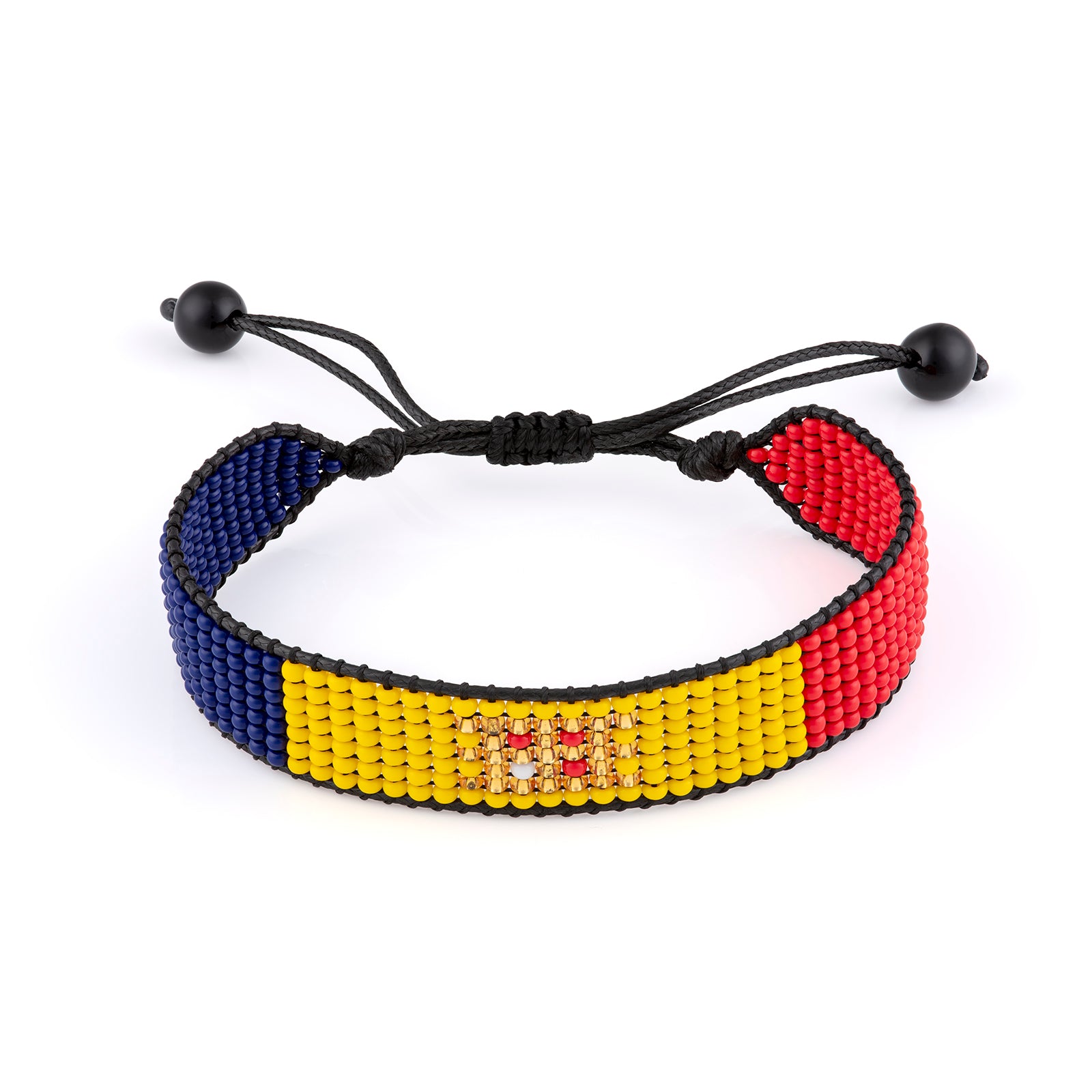 Andorra Flag Bracelet: Handmade Adjustable Beaded Wristband