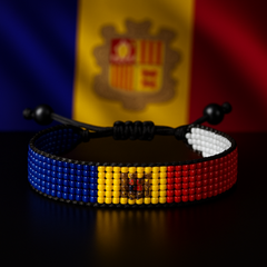 Andorra Flag Bracelet: Handmade Adjustable Beaded Wristband