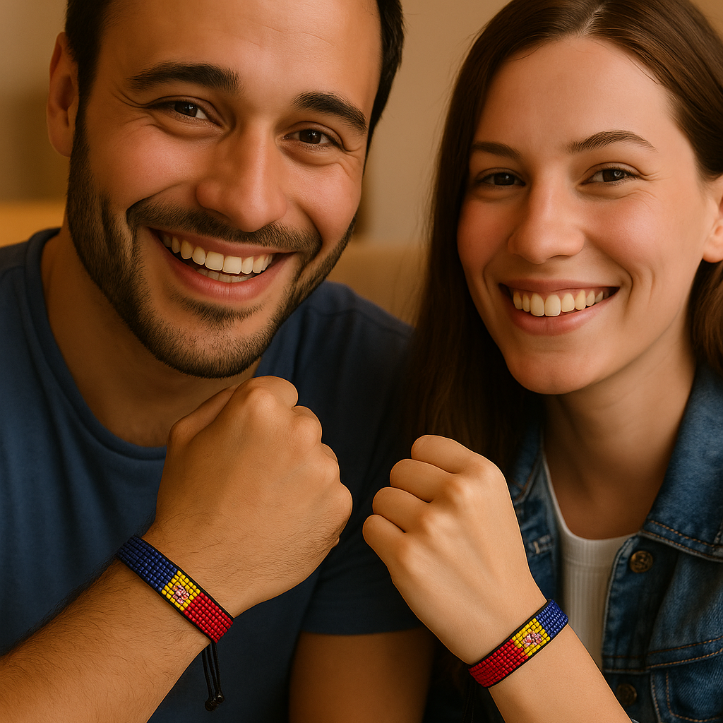 Andorra Flag Bracelet: Handmade Adjustable Beaded Wristband
