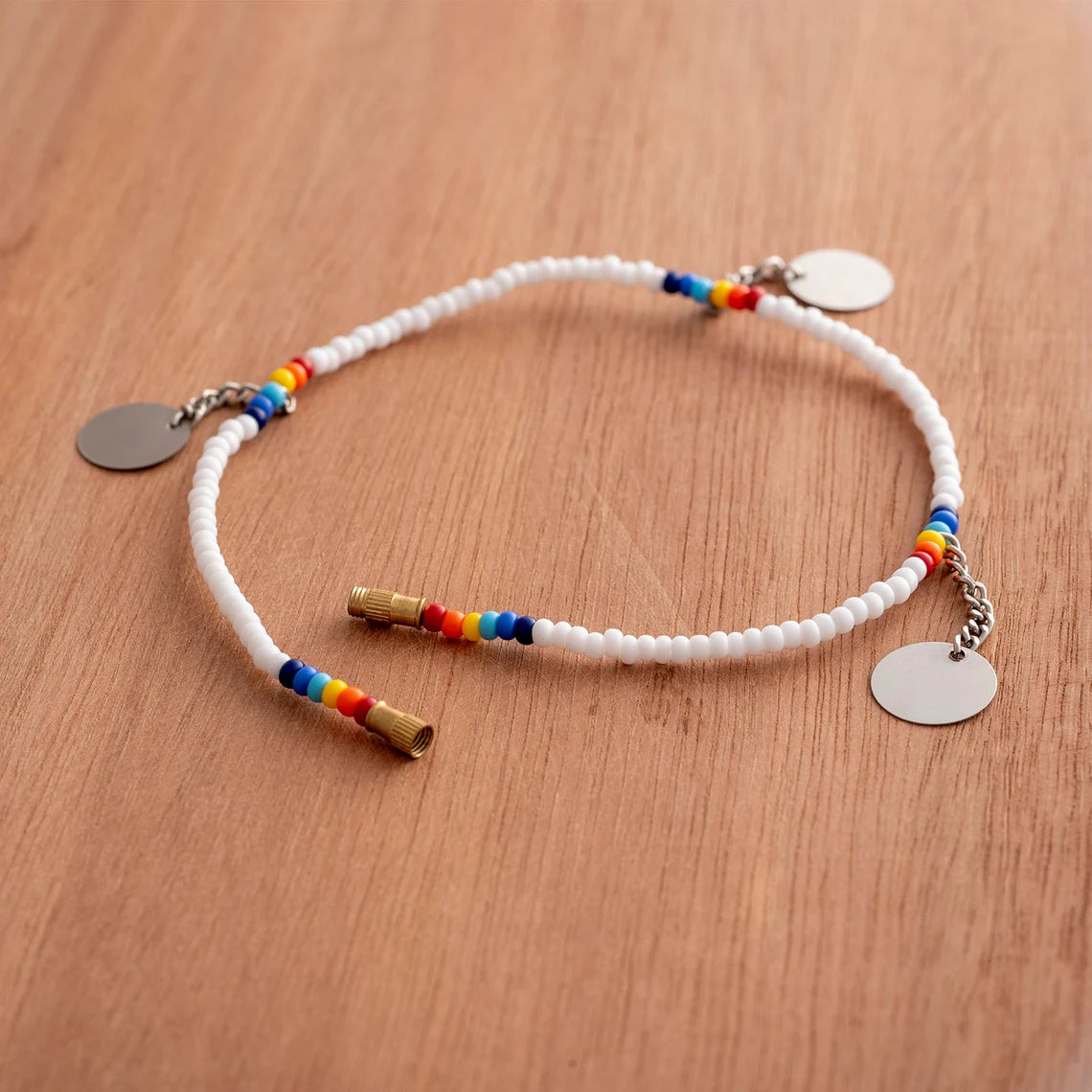 White Handcrafted Maasai Anklet: Authentic African Style with Glass Beads