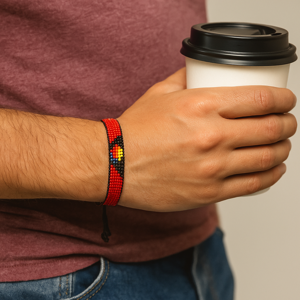 Antigua and Barbuda Flag Bracelet: Handmade Adjustable Beaded Wristband