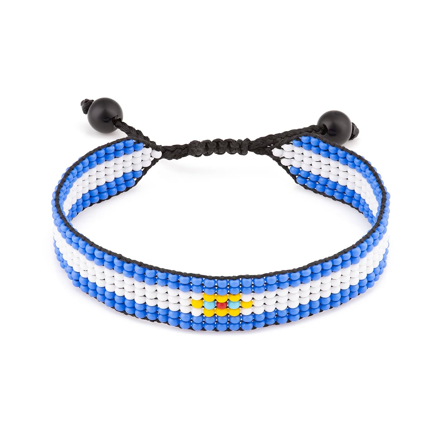 Argentina Flag Bracelet: Handmade Bracelet, Adjustable Beaded Boho-Style Rope Bangle with Patriotic Design