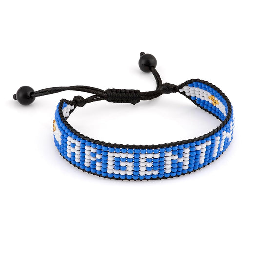 Argentina Beaded Bracelet – Handmade Adjustable Flag Bracelet with Team Name – World Cup 2026 Inspired Soccer Fan Jewelry – Durable & Unisex