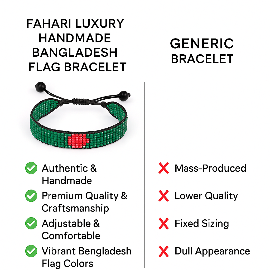 Bangladesh Flag Bracelet: Handmade Beaded, Adjustable String Bracelet