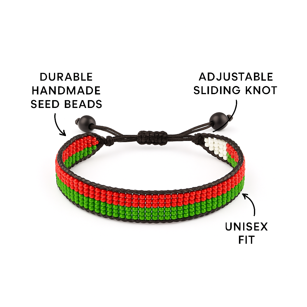 Belarus Flag Bracelet: Handmade Bracelet with Adjustable Beaded Wristband