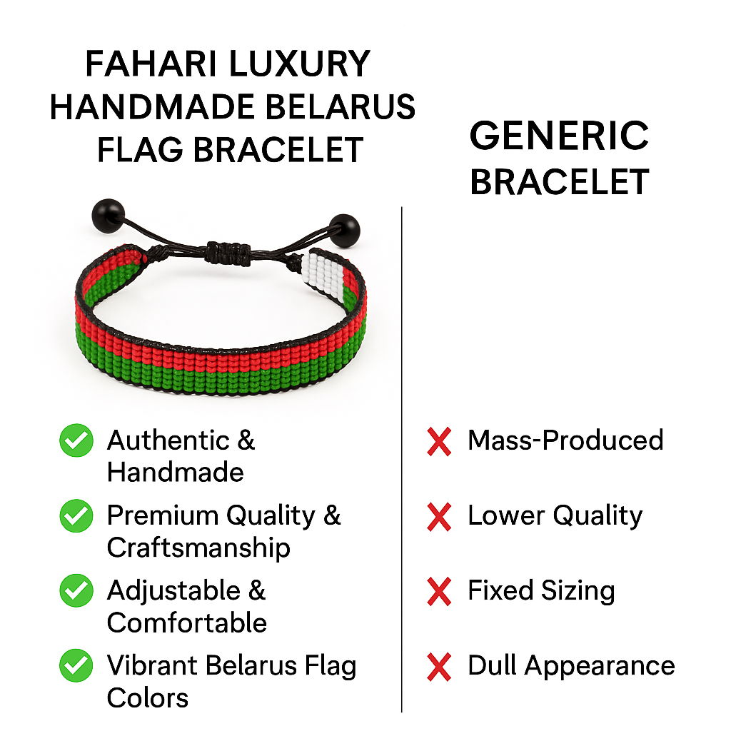 Belarus Flag Bracelet: Handmade Bracelet with Adjustable Beaded Wristband