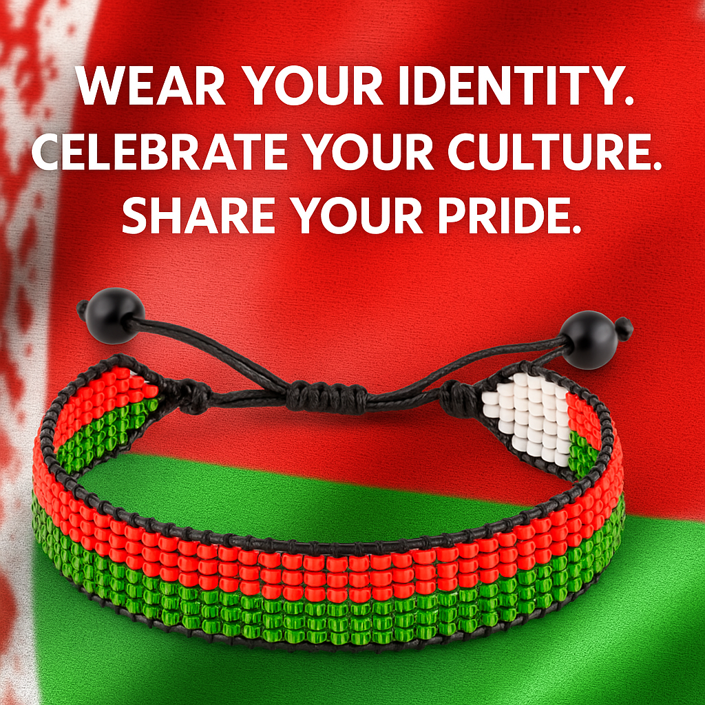 Belarus Flag Bracelet: Handmade Bracelet with Adjustable Beaded Wristband