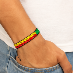 Benin Flag Bracelet: Handmade Bracelet, with Adjustable Beaded String.