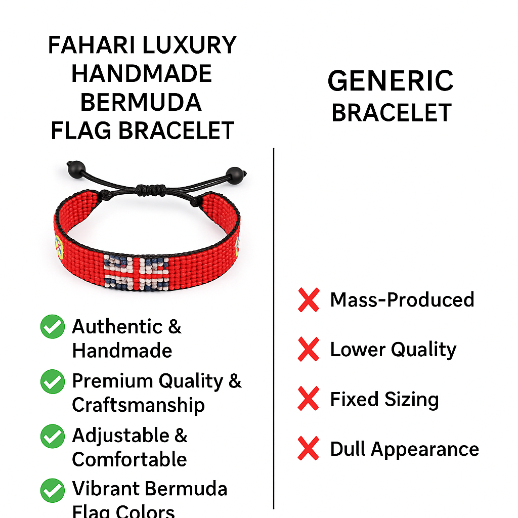 Bermuda Flag Bracelet:  Handmade, Adjustable Beaded Wristband