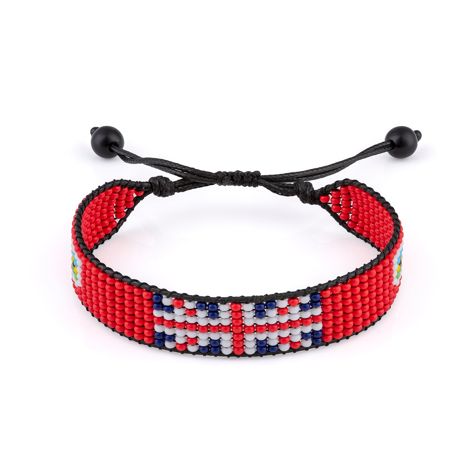 Bermuda Flag Bracelet:  Handmade, Adjustable Beaded Wristband