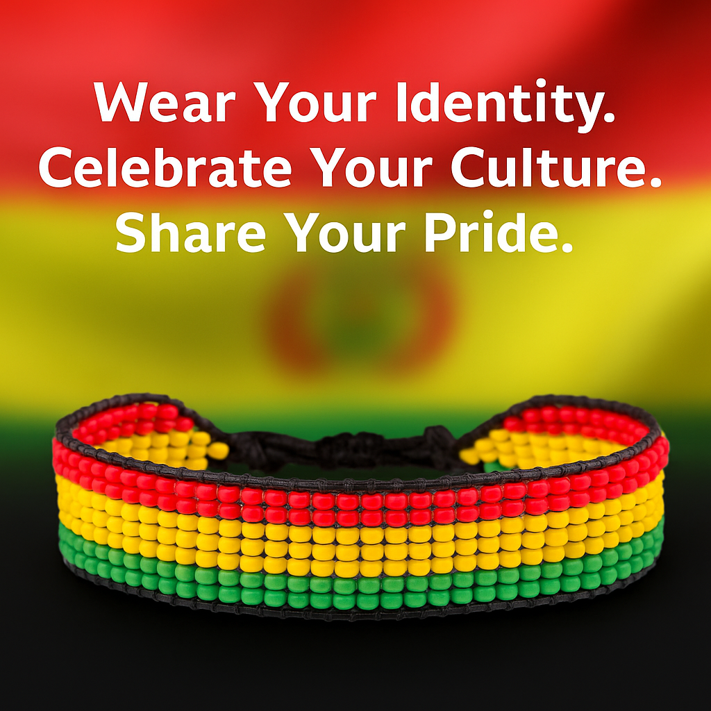 Bolivia Flag Bracelet: Handmade Bracelet, Adjustable Beaded String with Patriotic Design