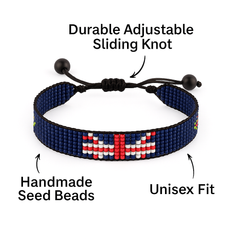 British Virgin Islands Flag Bracelet: Handmade, Adjustable Beaded String Wristband