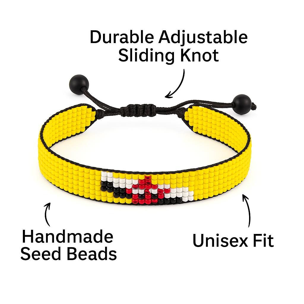 Brunei Darussalam Flag Bracelet:  Handmade, Adjustable Beaded String Wristband