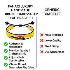 Brunei Darussalam Flag Bracelet:  Handmade, Adjustable Beaded String Wristband