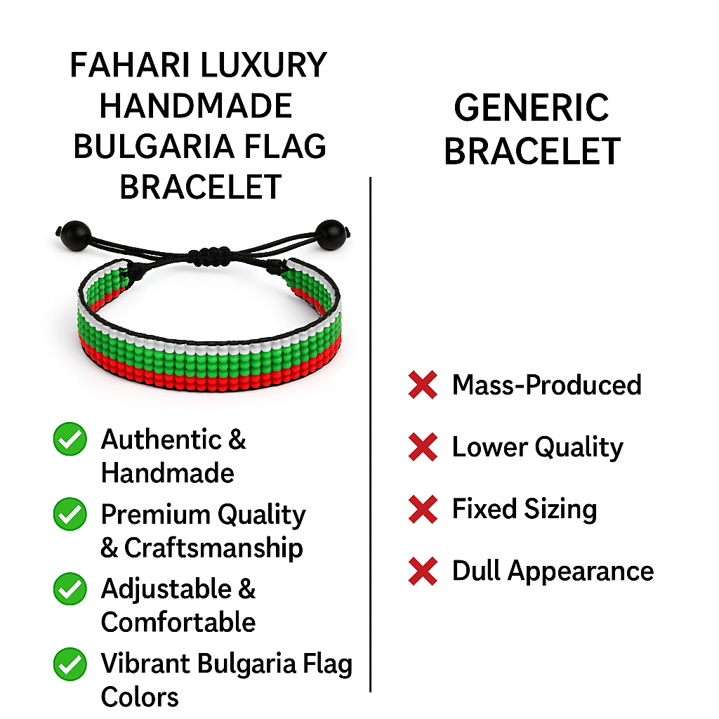 Bulgaria Flag Bracelet:  Handmade, Adjustable Beaded String Wristband