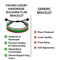 Bulgaria Flag Bracelet:  Handmade, Adjustable Beaded String Wristband