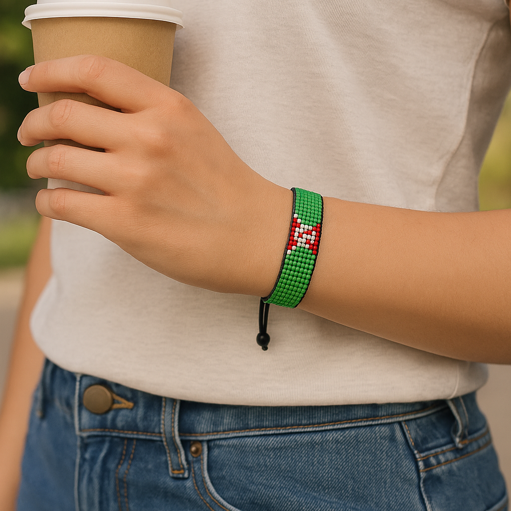 Burundi Flag Bracelet: Handmade, Adjustable Beaded String Wristband