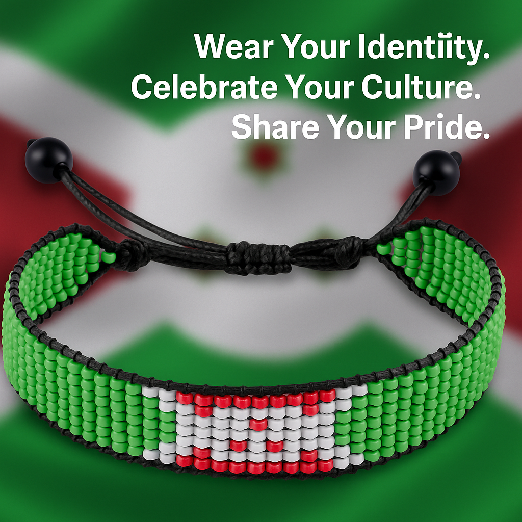 Burundi Flag Bracelet: Handmade, Adjustable Beaded String Wristband