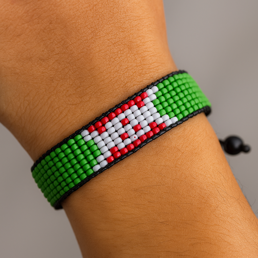 Burundi Flag Bracelet: Handmade, Adjustable Beaded String Wristband