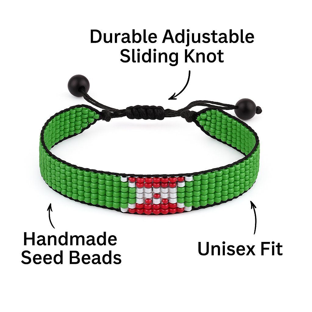 Burundi Flag Bracelet: Handmade, Adjustable Beaded String Wristband