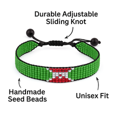 Burundi Flag Bracelet: Handmade, Adjustable Beaded String Wristband