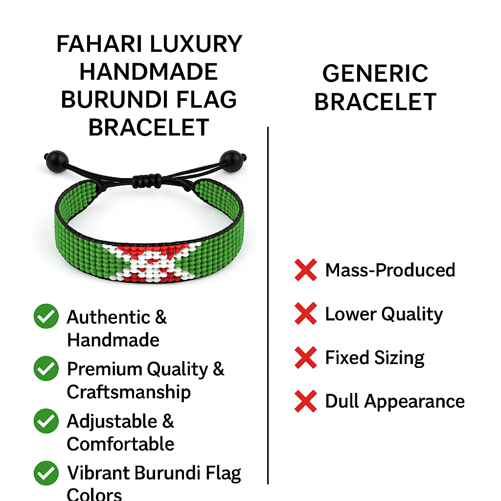 Burundi Flag Bracelet: Handmade, Adjustable Beaded String Wristband