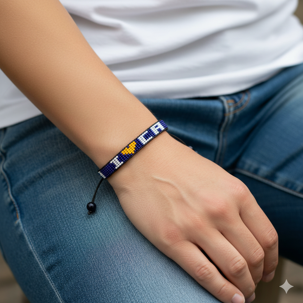 I Love California Bracelet – Handcrafted with Adjustable Beaded String