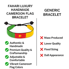 Cameroon Flag Bracelet: Handmade, Adjustable Beaded String Wristband