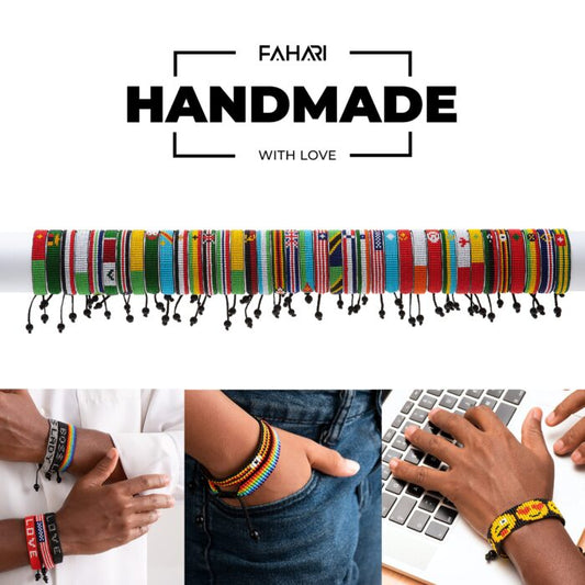Cameroon Flag Bracelet: Handmade Bracelet, Adjustable Beaded Boho-Style Rope Bangle with Patriotic Design