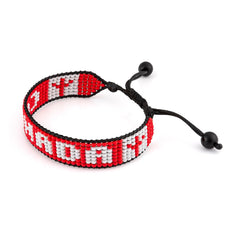Canada Beaded Bracelet – Handmade Adjustable Flag Bracelet with Team Name – World Cup 2026 Inspired Soccer Fan Jewelry – Durable & Unisex