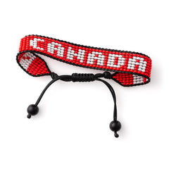 Canada Beaded Bracelet – Handmade Adjustable Flag Bracelet with Team Name – World Cup 2026 Inspired Soccer Fan Jewelry – Durable & Unisex