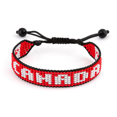 Canada Beaded Bracelet – Handmade Adjustable Flag Bracelet with Team Name – World Cup 2026 Inspired Soccer Fan Jewelry – Durable & Unisex