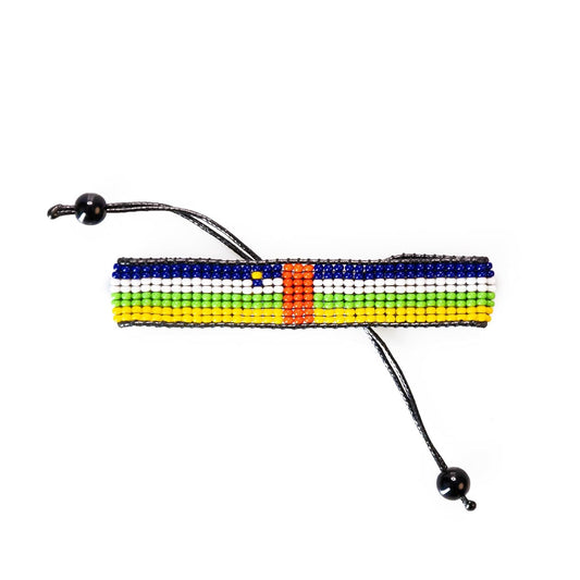 Central Africa Republic Flag Bracelet: Handmade Bracelet, Adjustable Beaded Boho-Style Rope Bracelet with Patriotic Design