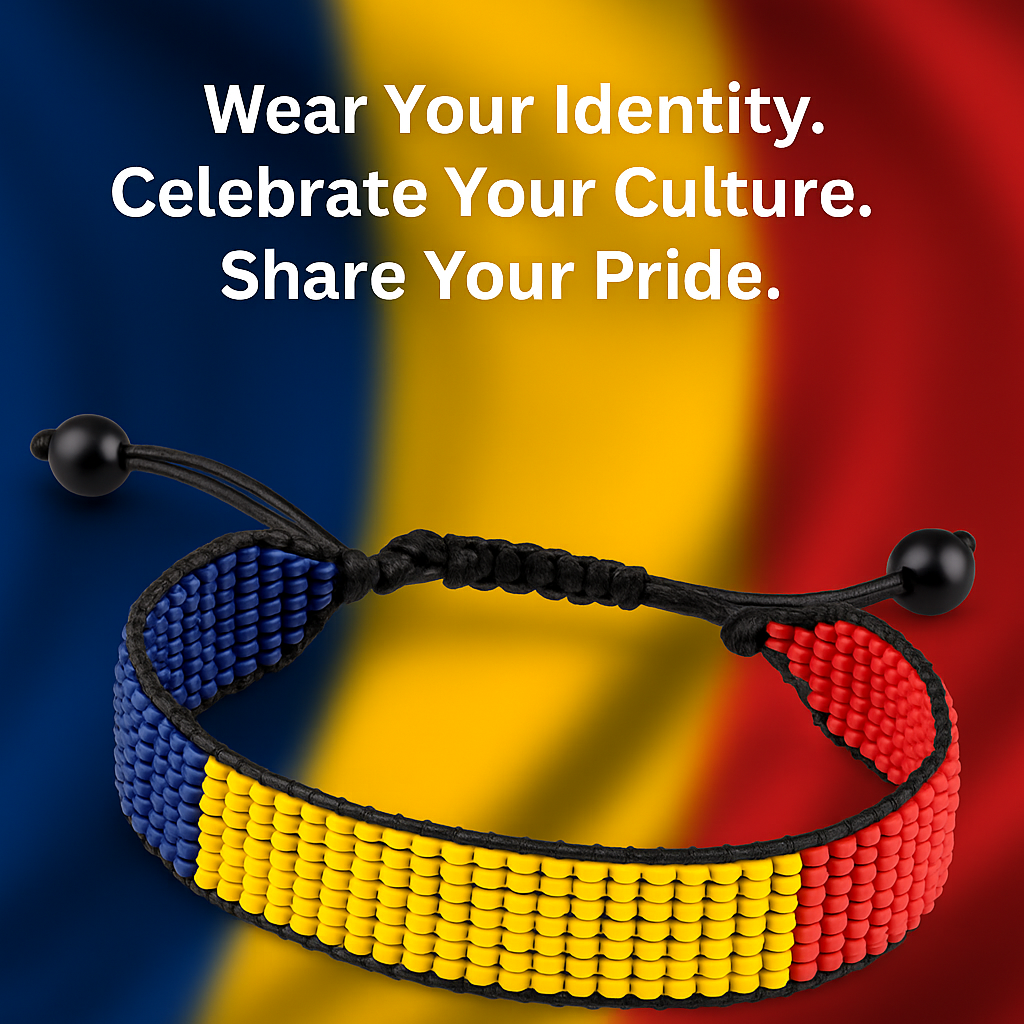 Chad Flag Bracelet:  Handmade, Adjustable Beaded String for Men and Women