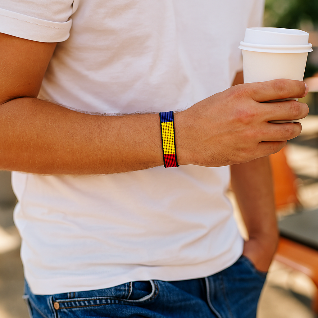 Chad Flag Bracelet:  Handmade, Adjustable Beaded String for Men and Women