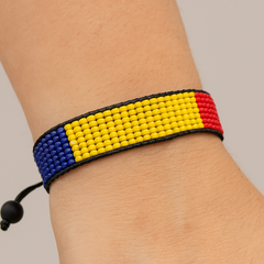 Chad Flag Bracelet:  Handmade, Adjustable Beaded String for Men and Women