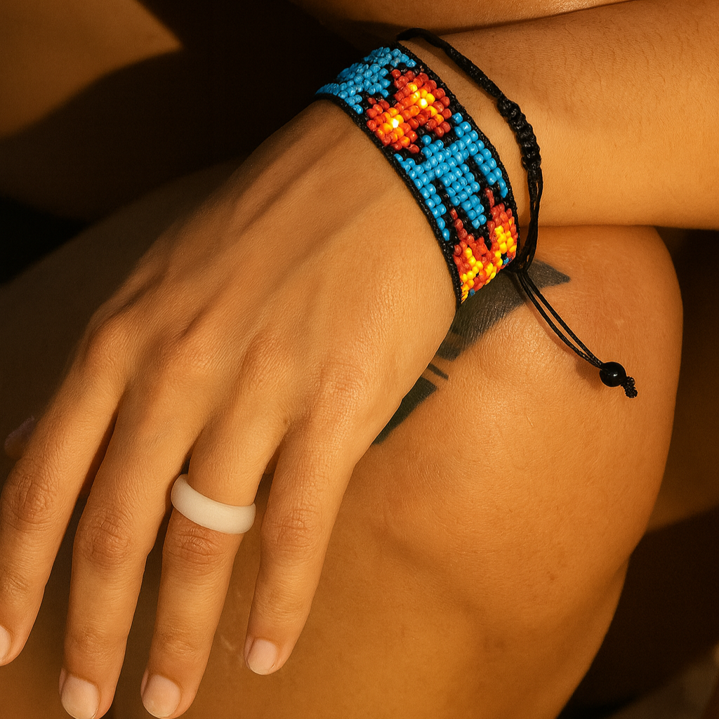 Native America Inspired Beaded Bracelet – Adjustable Handmade Tribal Pattern