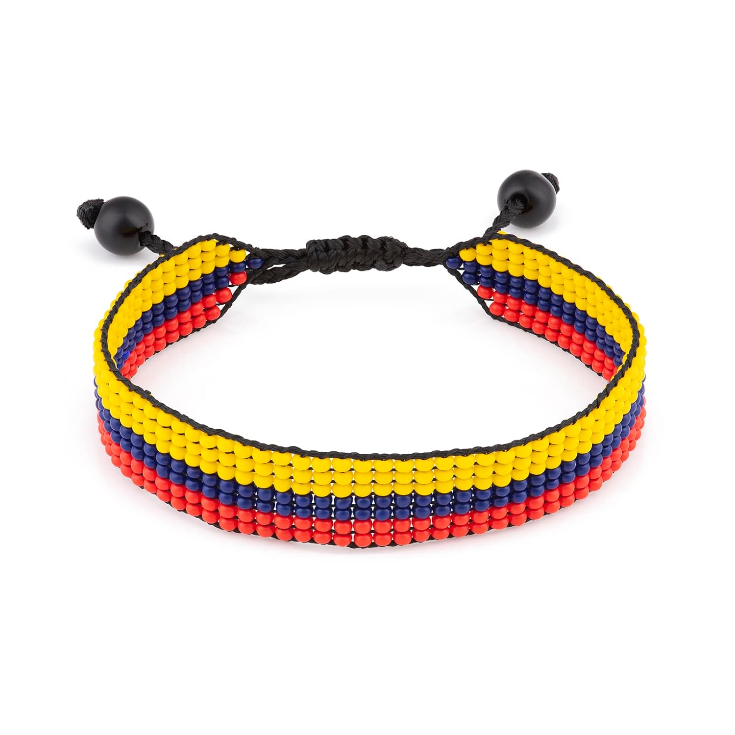 Colombia Flag Bracelet: Handmade Bracelet, Adjustable Beaded Boho-Style Rope Bangle with Patriotic Design