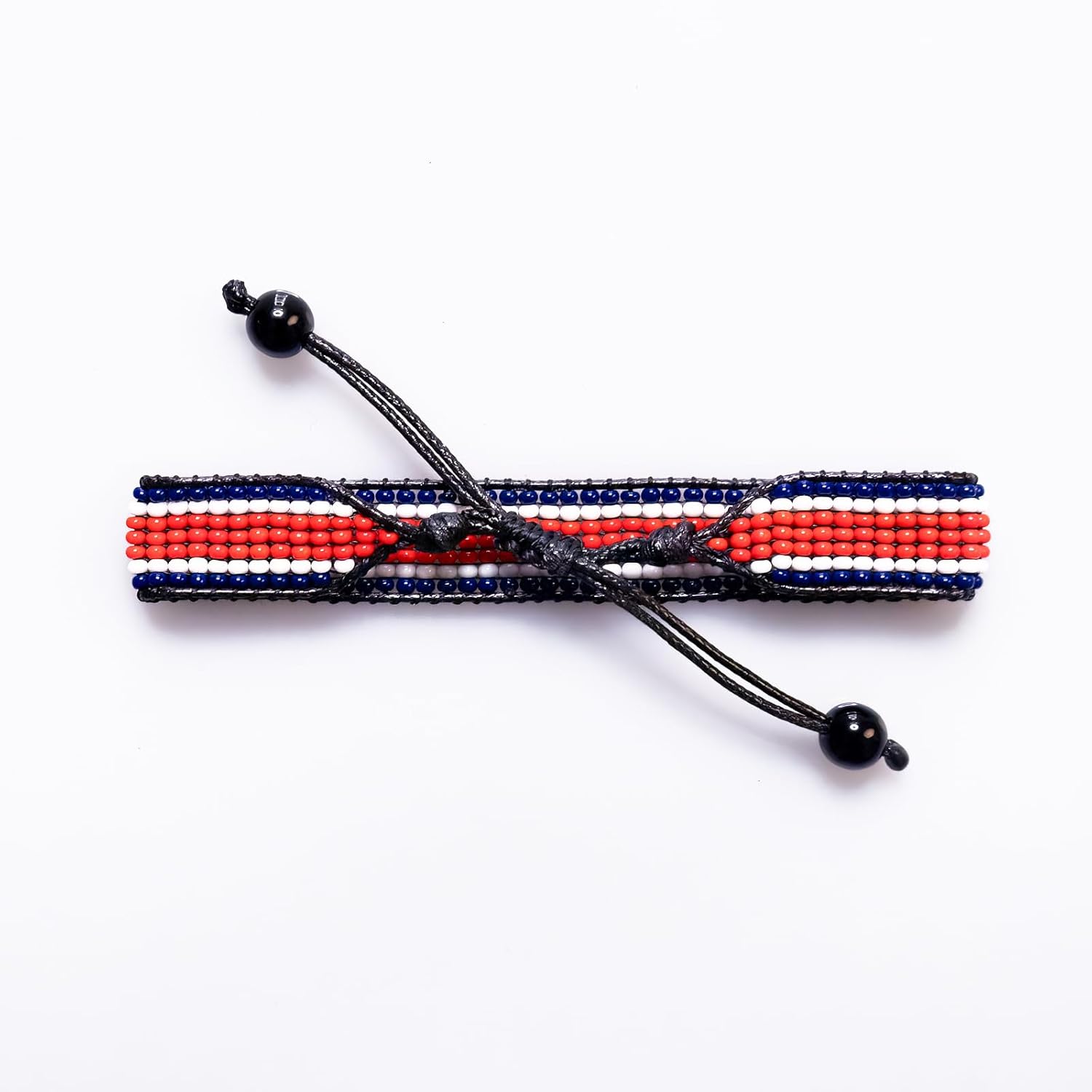 Costa Rica Flag Bracelet: Handmade Bracelet with Adjustable Beaded Wristband